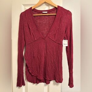 NWT Intimately Free People Layering V Neck Long Sleeve